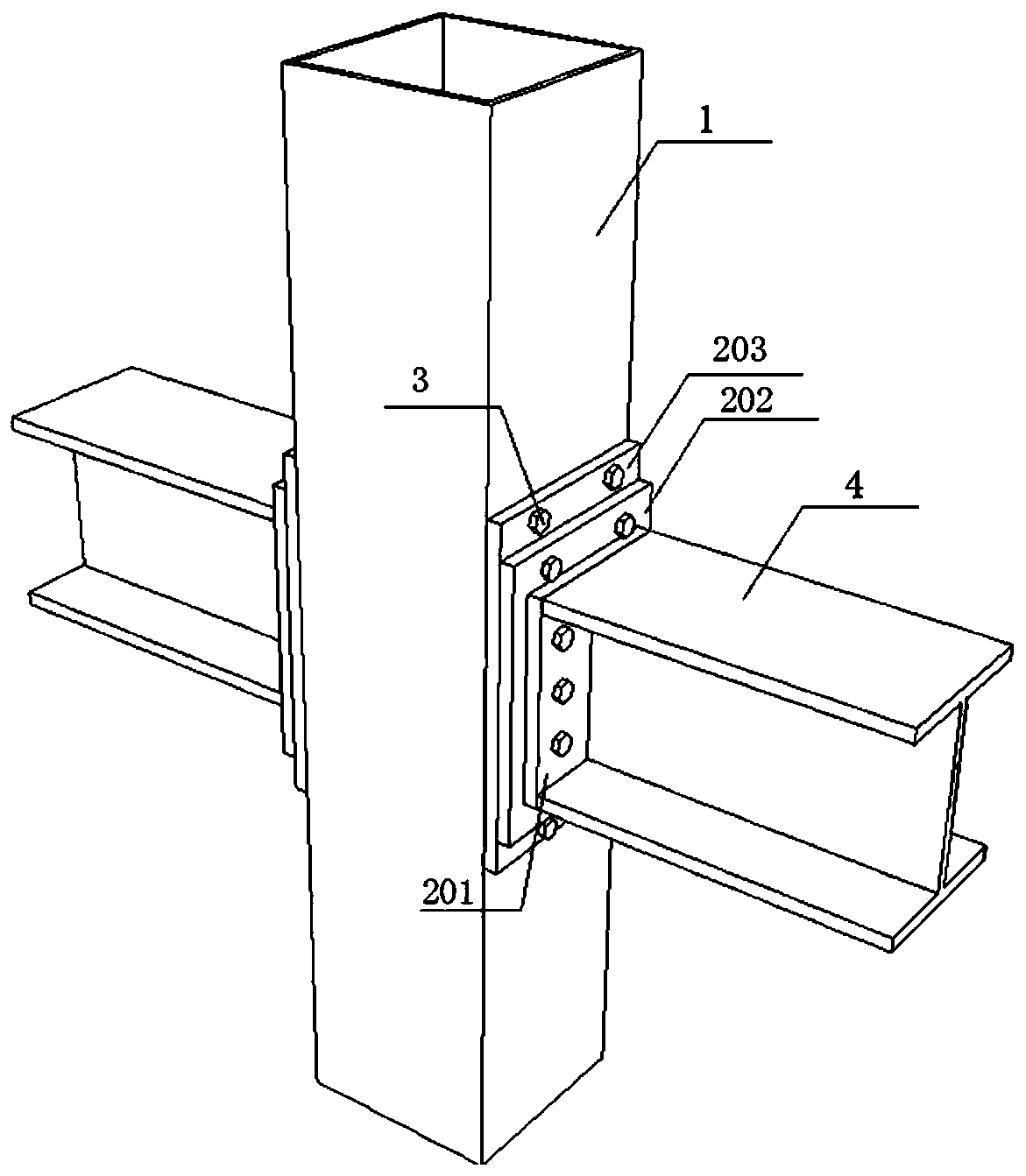 Connecting structure of steel pipe column and steel beam