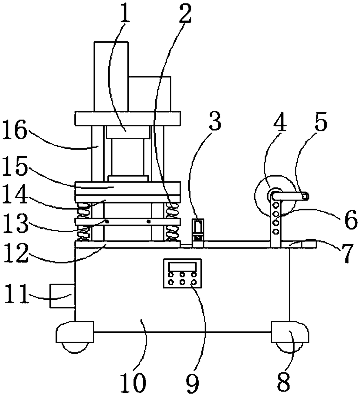 Downward-pressing-type production equipment for multilayer gum dipping paper laminated board