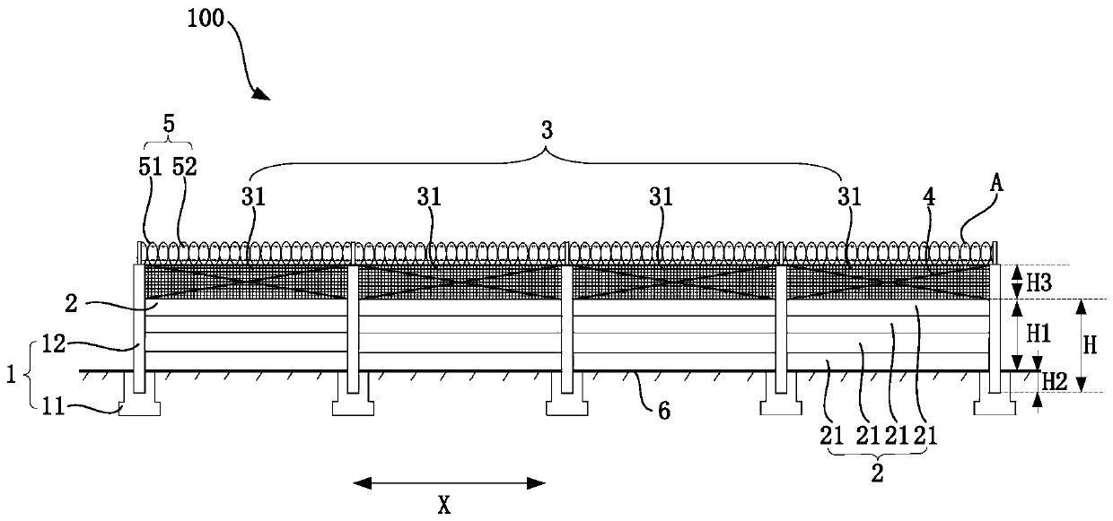 Wind-proof sand-blocking device and wind-proof sand-blocking system