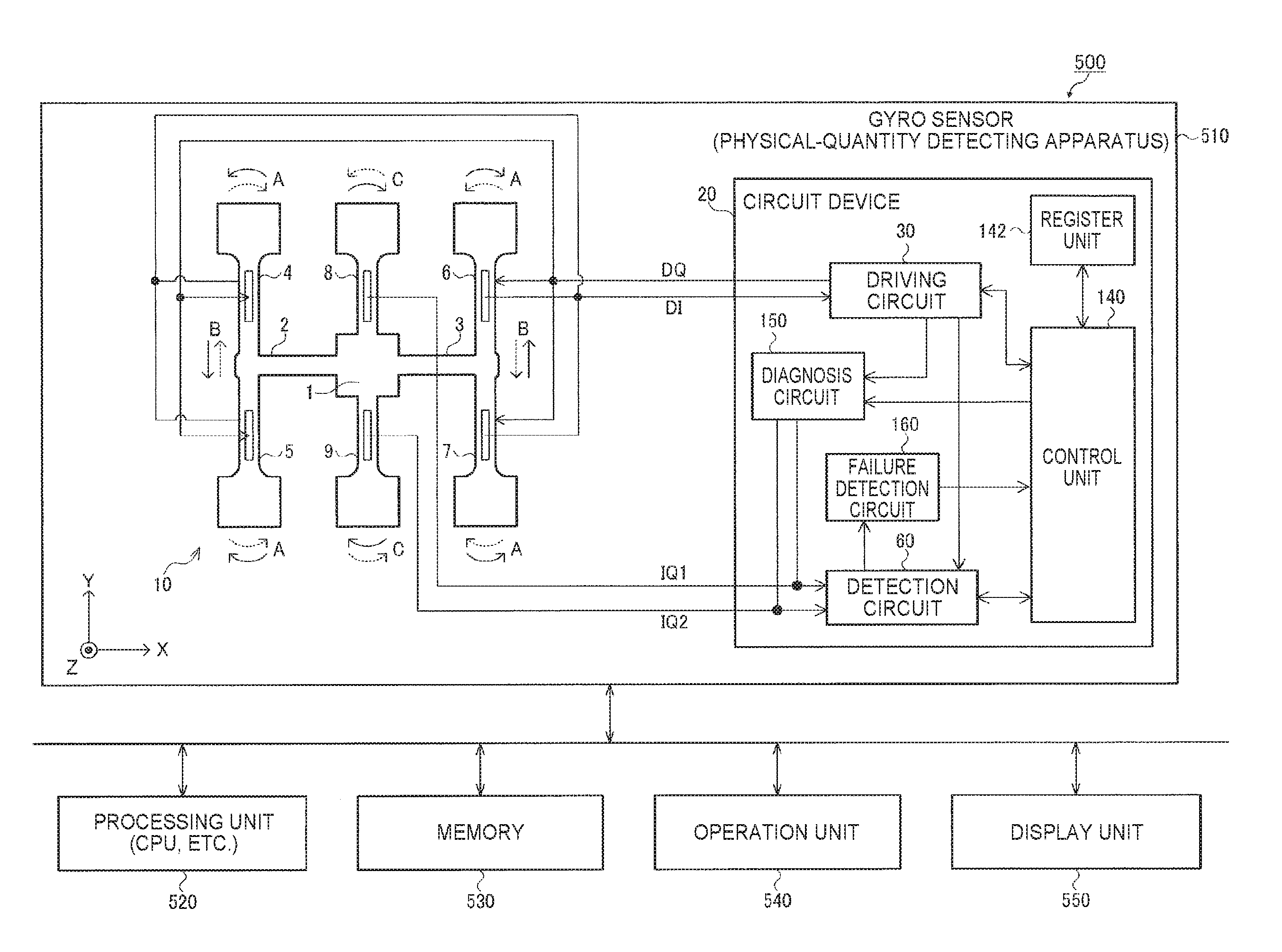 Circuit device, physical-quantity detecting apparatus, electronic apparatus, and moving object