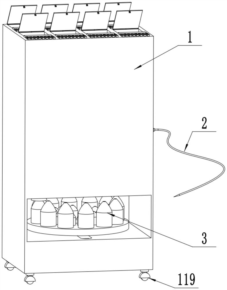 A mobile hospital bed cabinet with automatic dressing change for infusion