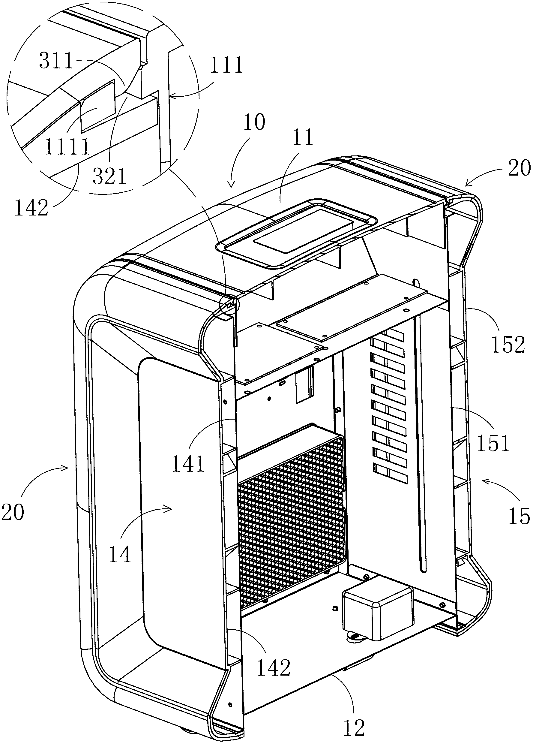 Concealed type connecting structure of warm air blower shell