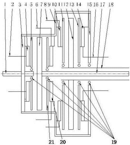 Dual-output magnetic disk structure of permanent-magnet torque converter