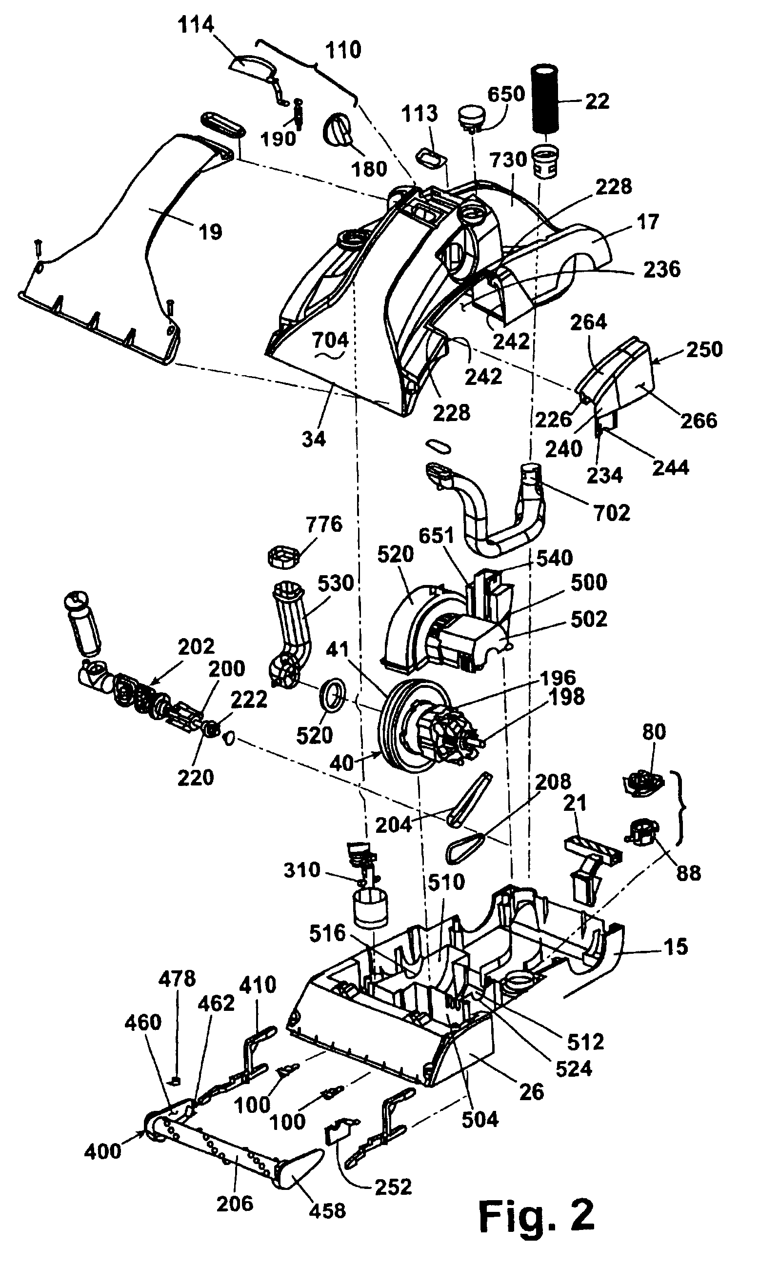 Upright extraction cleaning machine