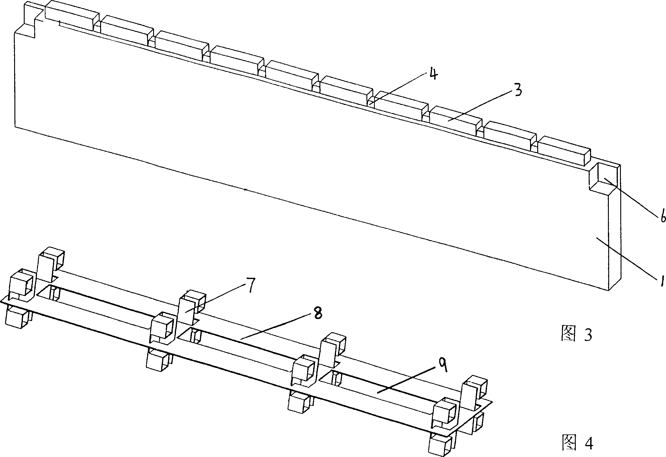 Bar mortice-tenon block assembling wall and construction method