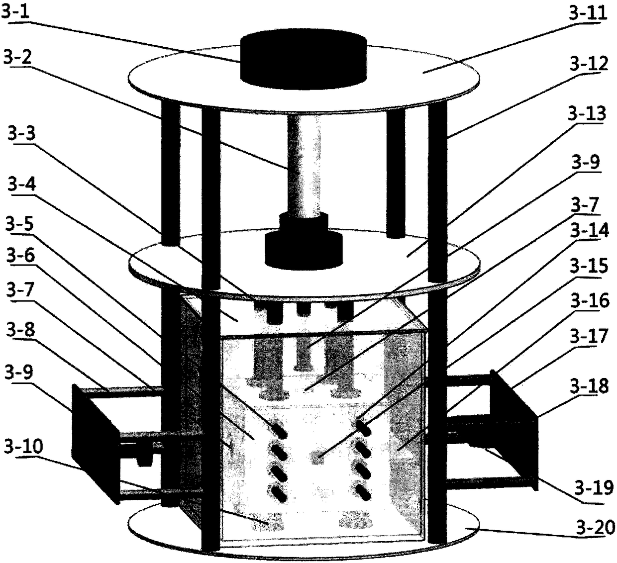 Large-size experimental model preparation device and method based on geotechnical materials