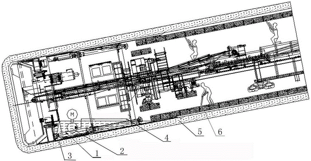 Inclined shaft heading machine shield body internal pumping device and drainage system