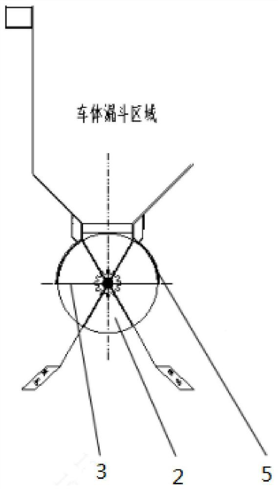 Railway hopper car discharging device and railway hopper car