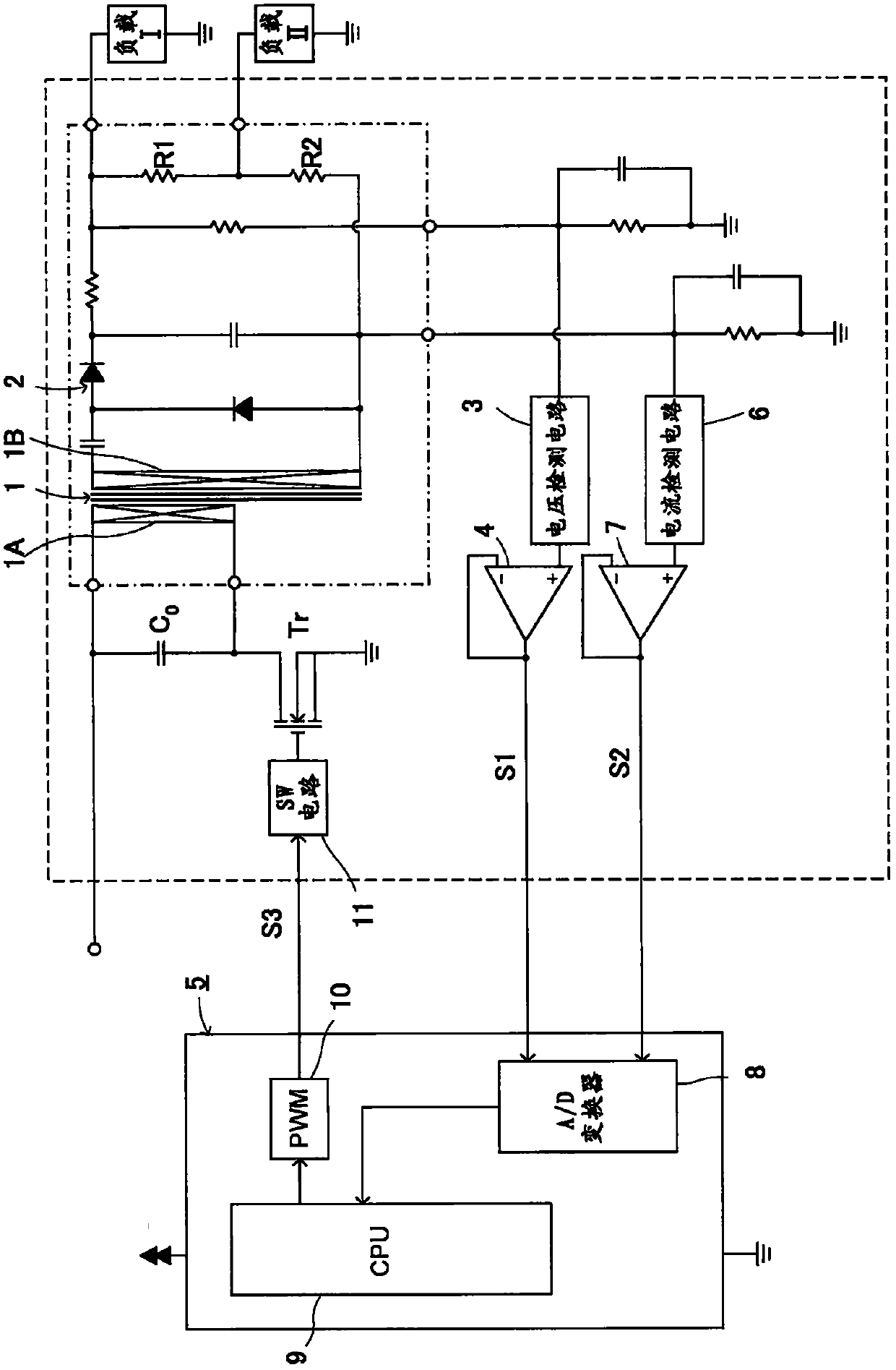 High-voltage power source device for electric dust collector