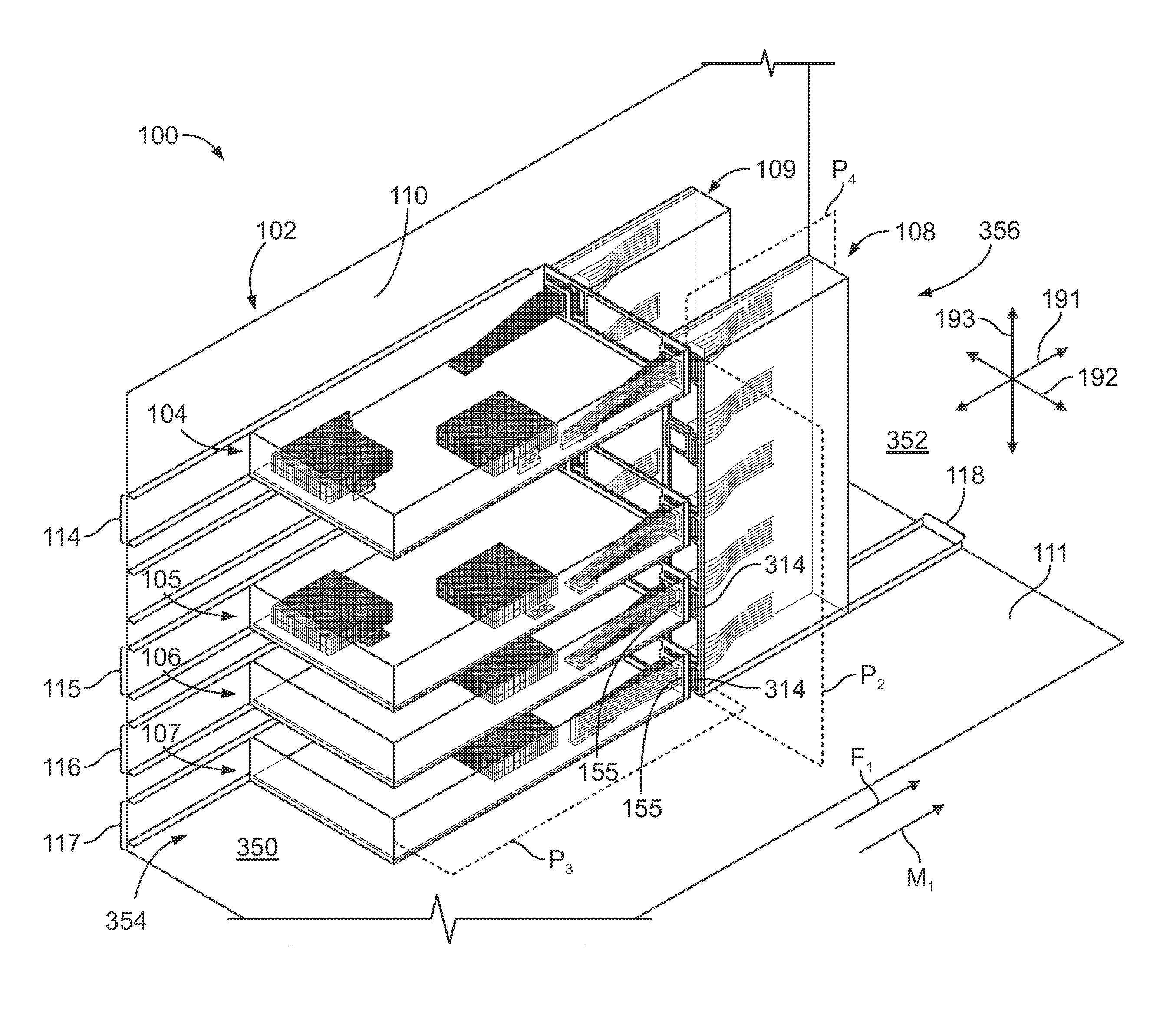 Communication modules having connectors on a leading end and systems including the same