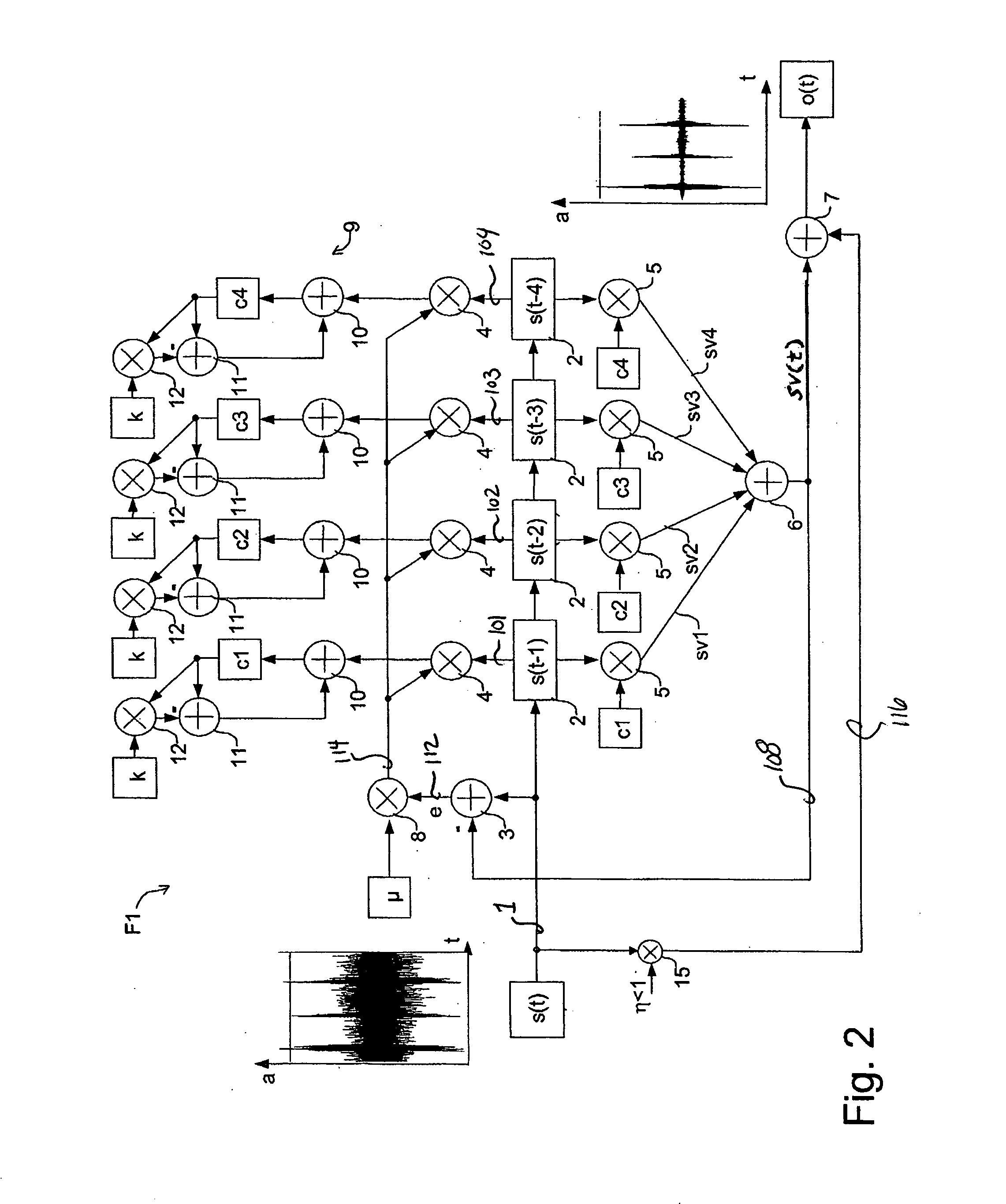 Adaptive reduction of noise signals and background signals in a speech-processing system