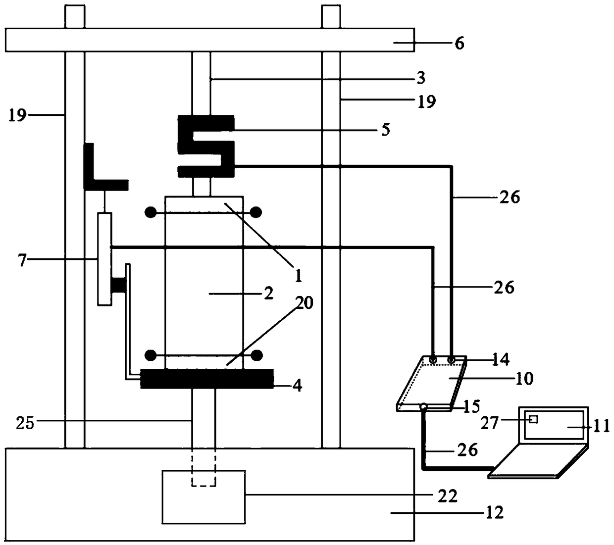 Single-axis test automatic strain measuring device and method based on computer vision