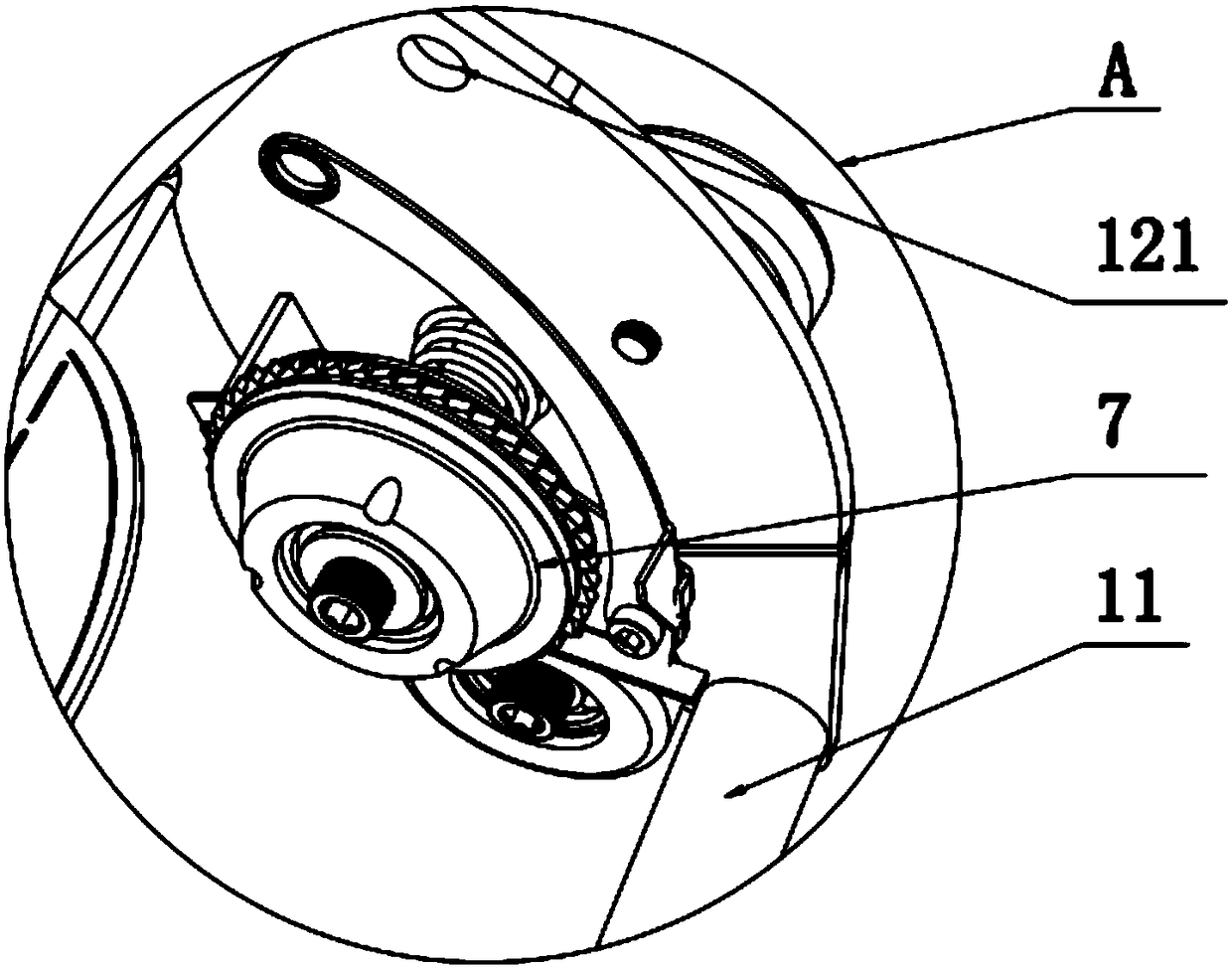 Wire breaking protection mechanism for radiation type fly shuttle on plastic flat wire circular knitting machine