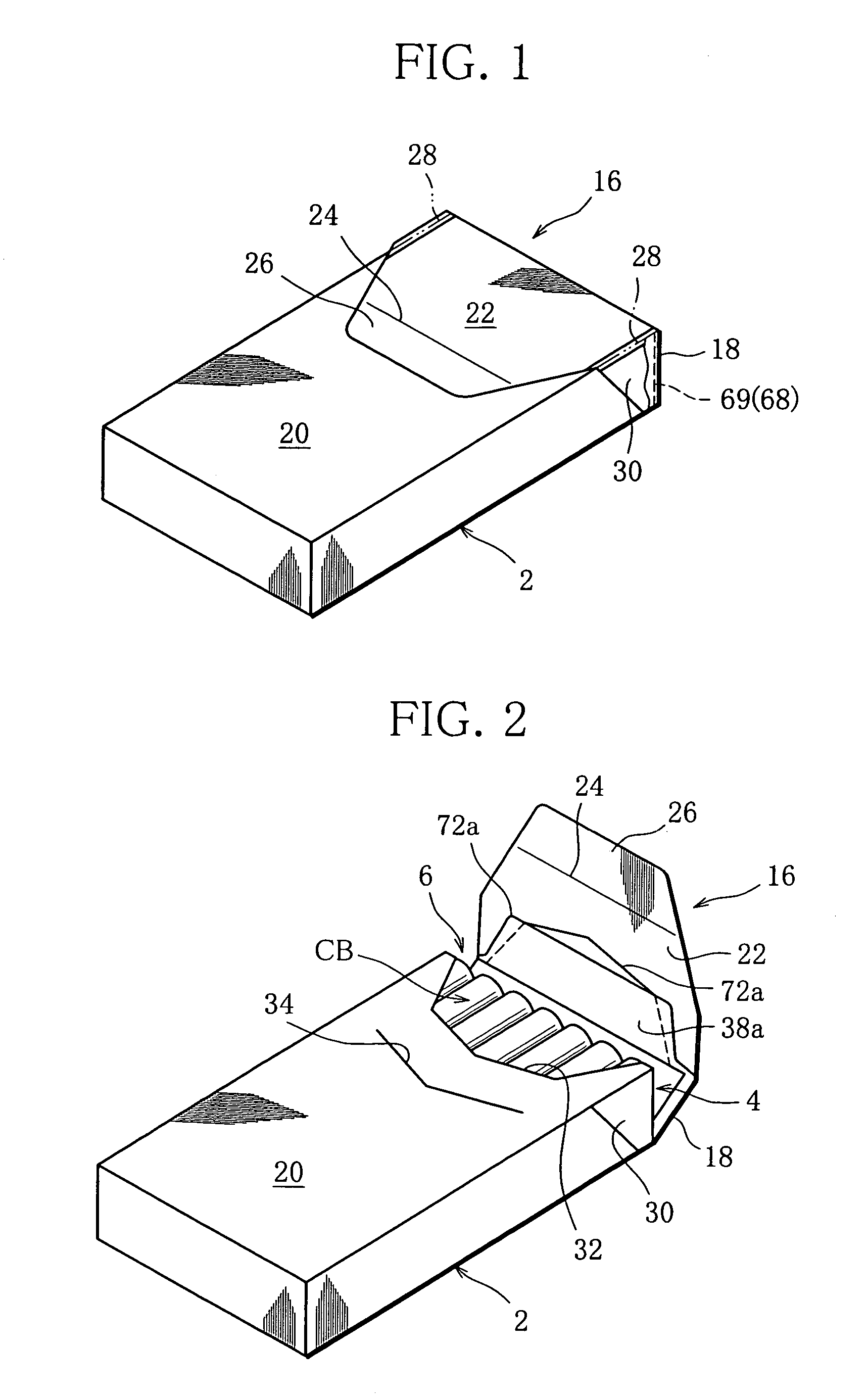 Tongue lid pack for rod-shaped smoking articles and a blank thereof