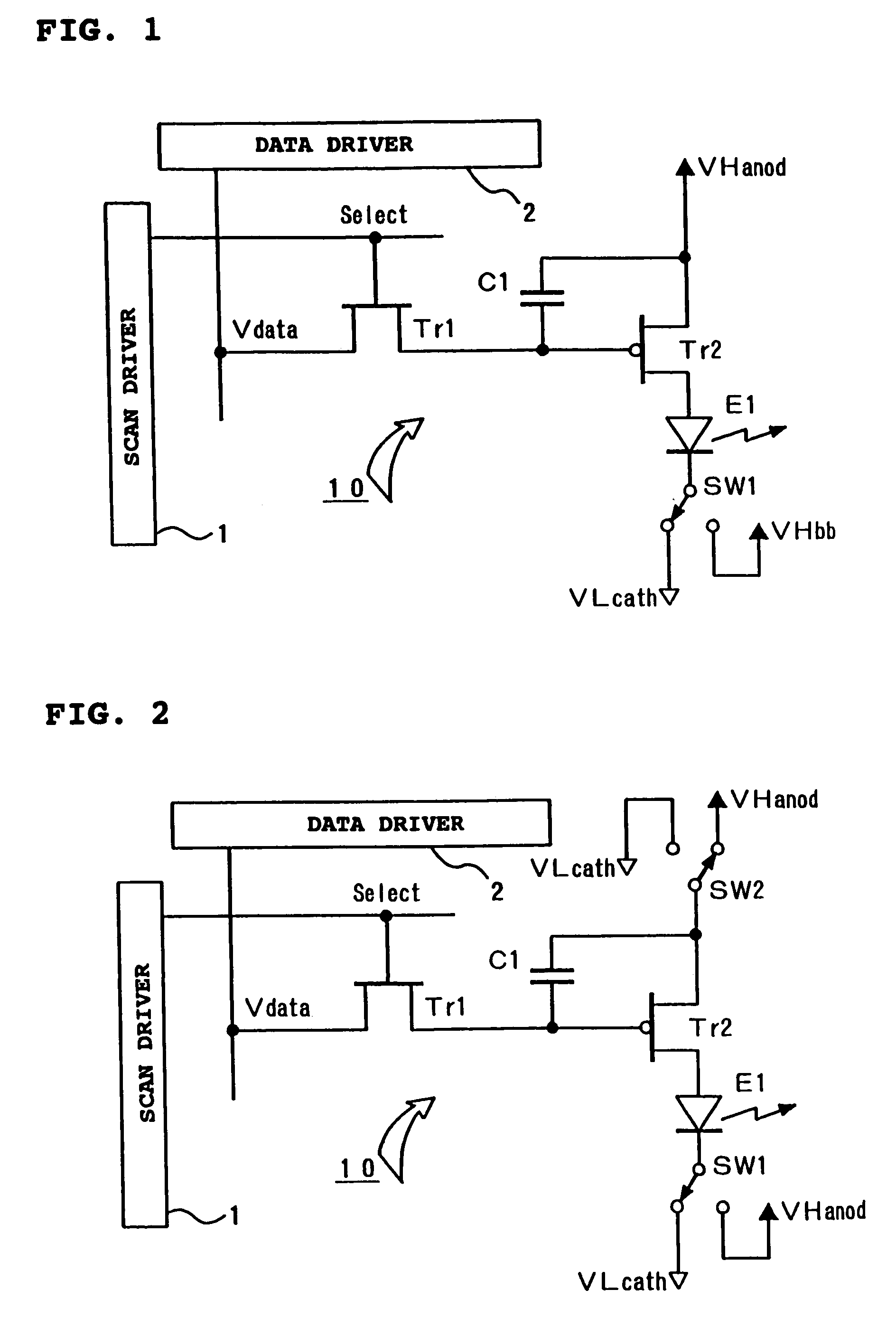 Drive methods and drive devices for active type light emitting display panel