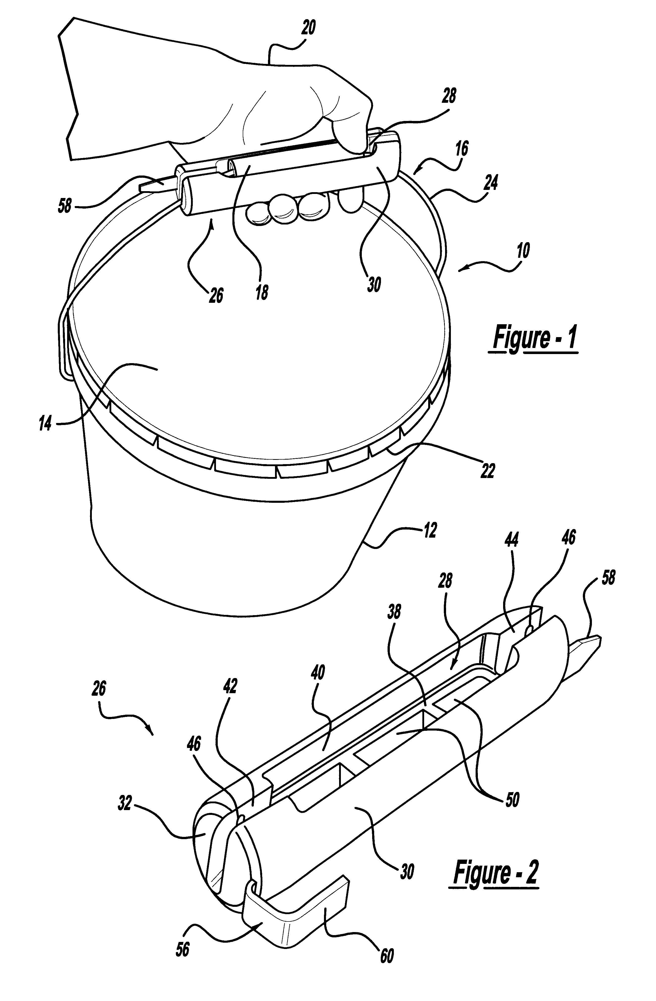 Removable grip for a bucket