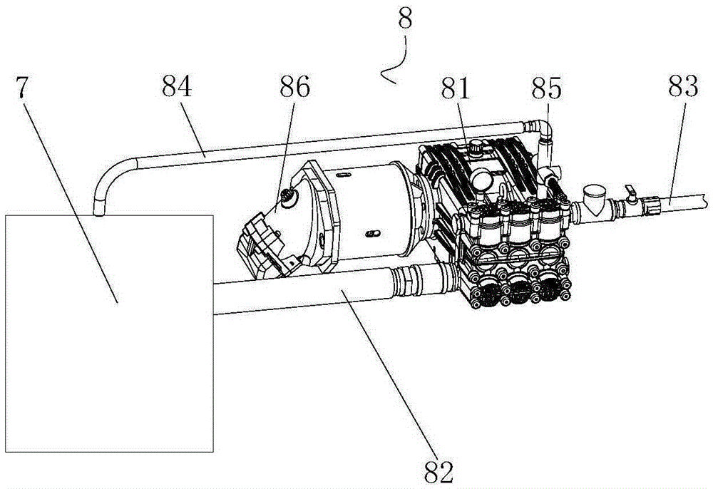 Vacuum suction and high-pressure water jet combined road sweeper