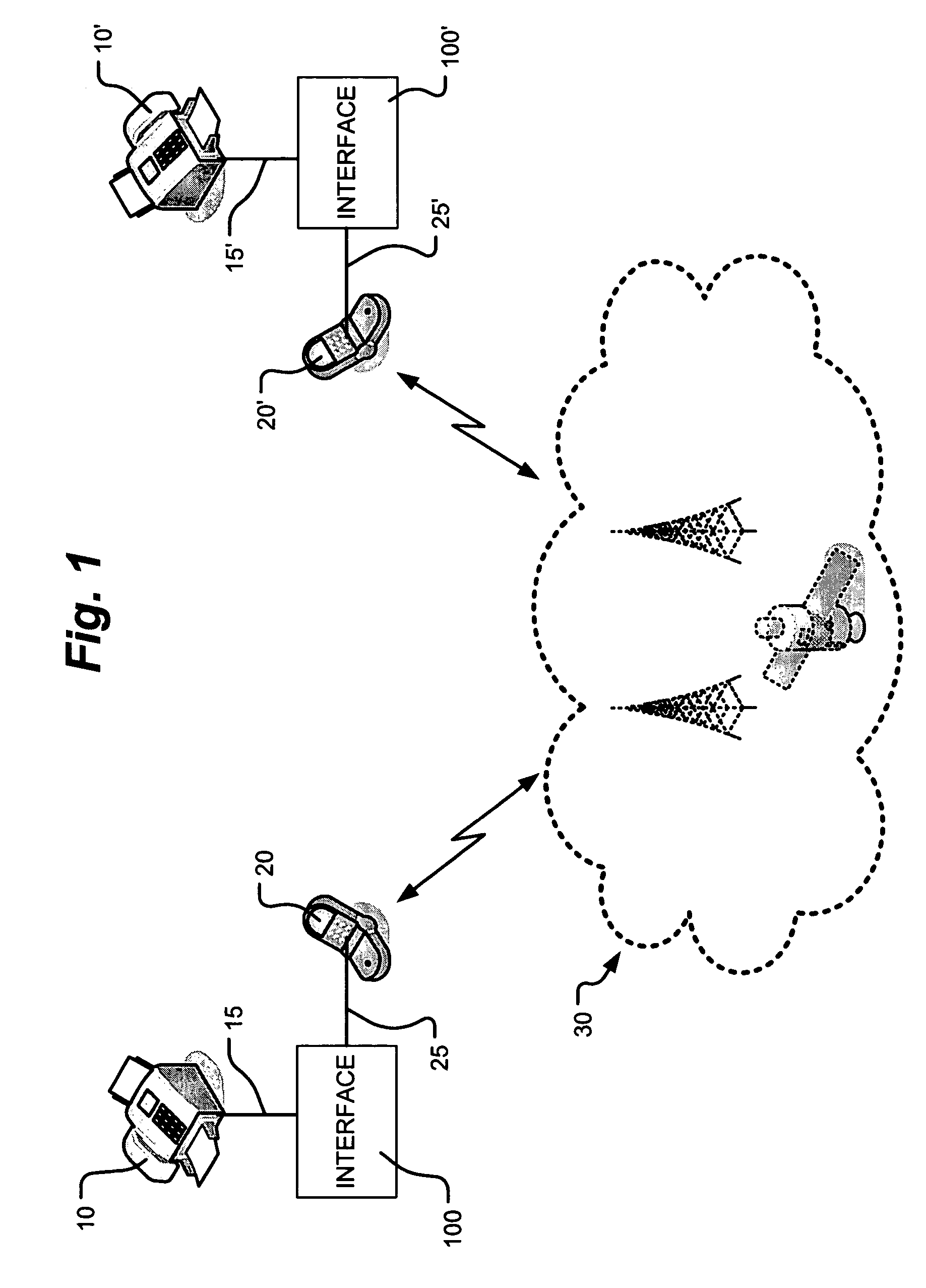 Interface for facilitating facsimile transmissions via wireless communications networks