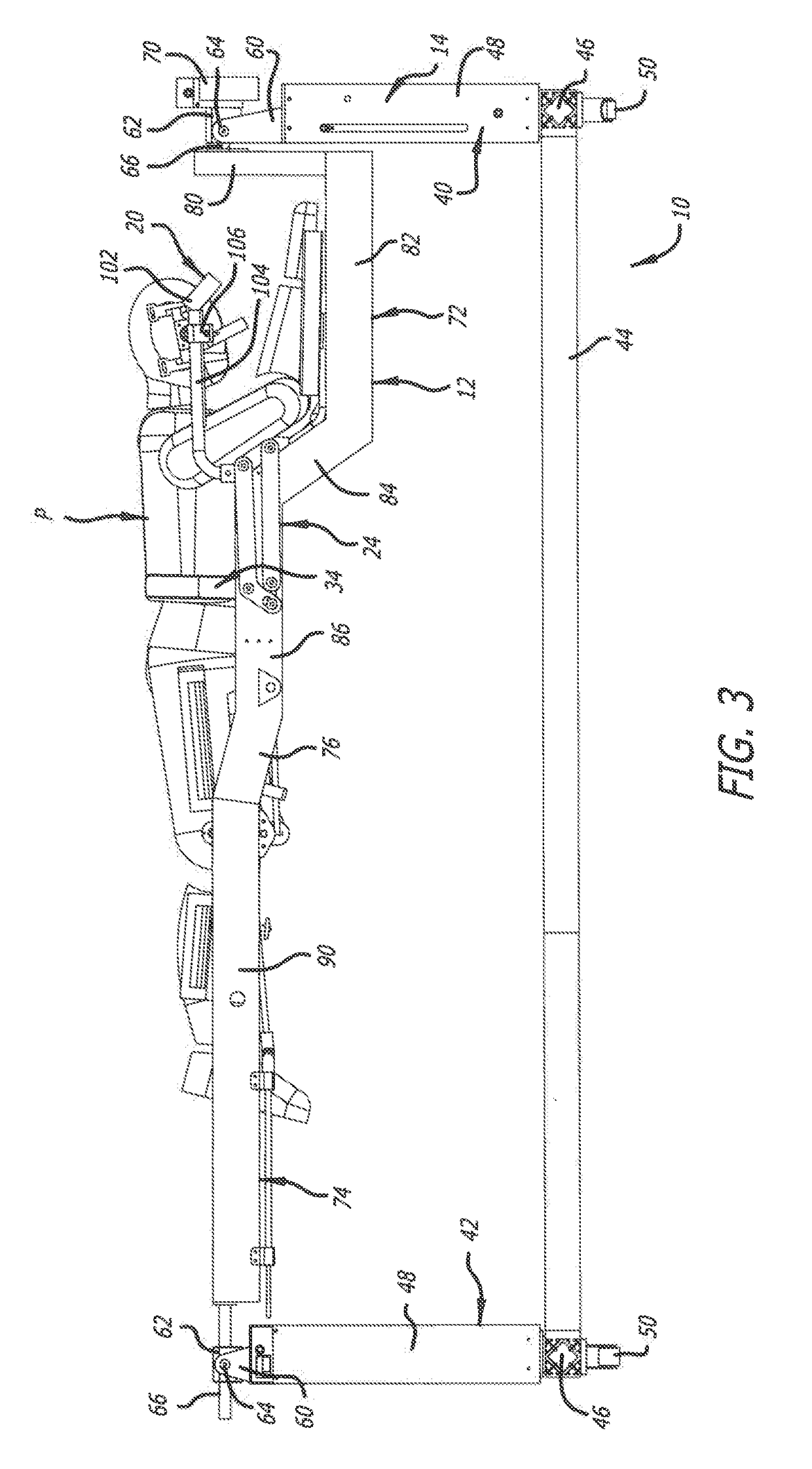 Surgical frame having translating lower beam and method for use thereof