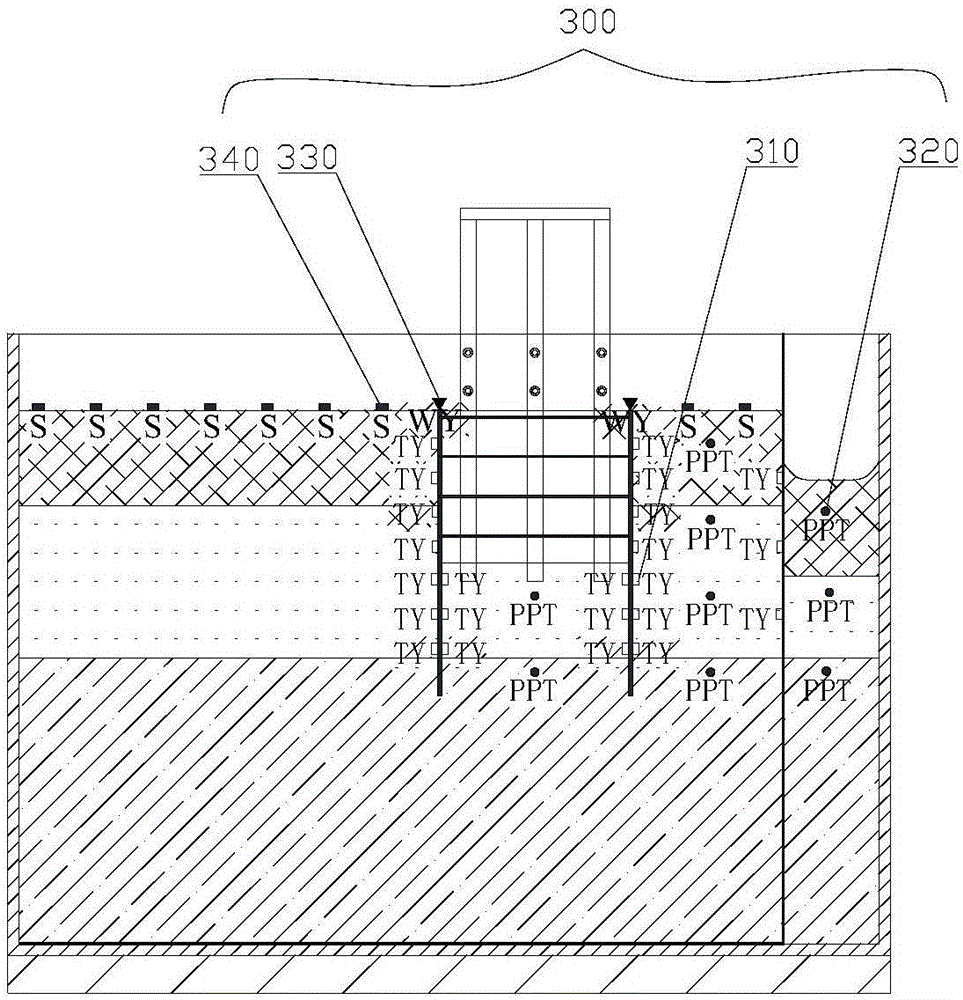 Device for testing impact of waterside building pit construction on pile foundations