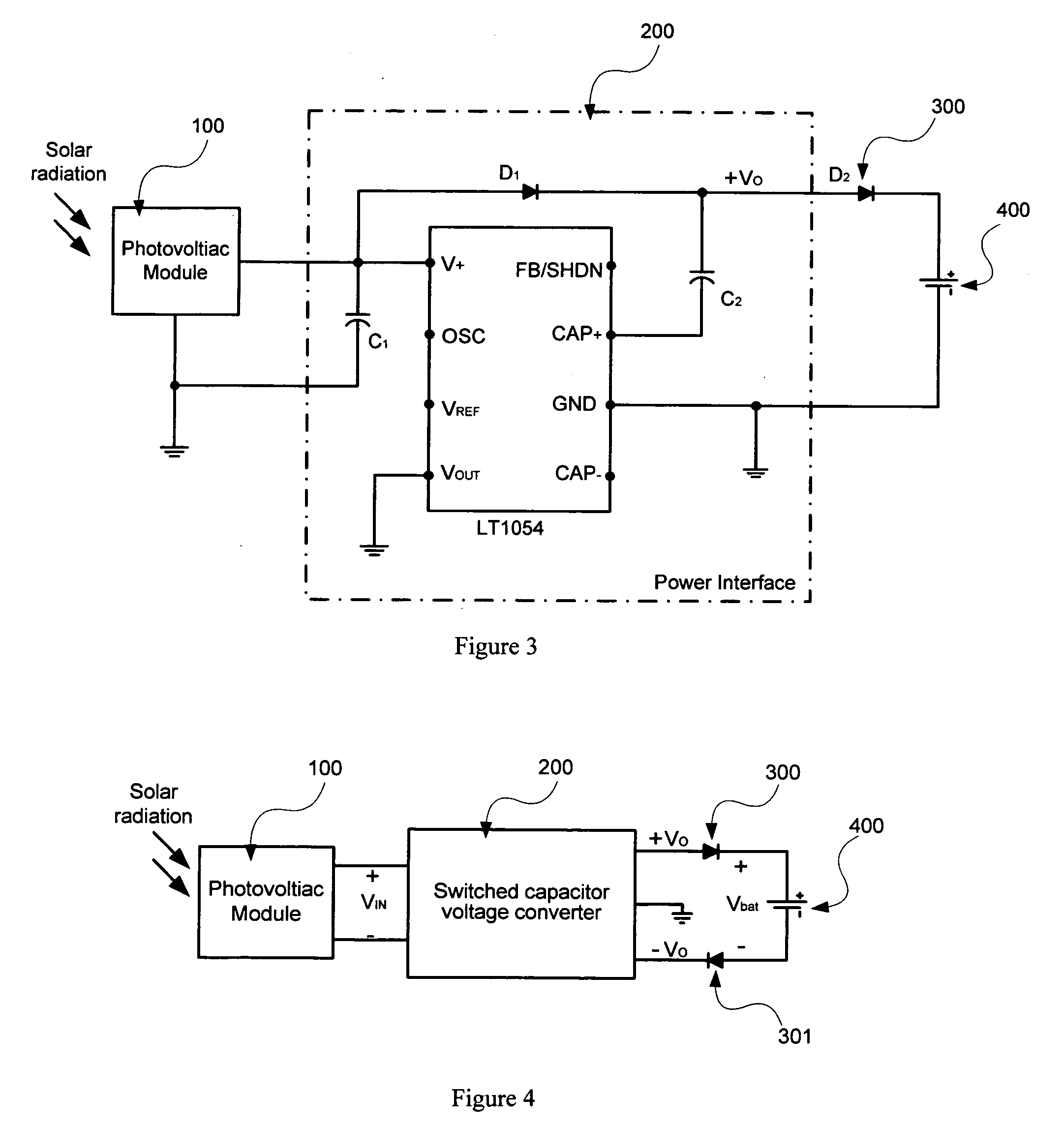 Solar powered battery charger using switch capacitor voltage converters