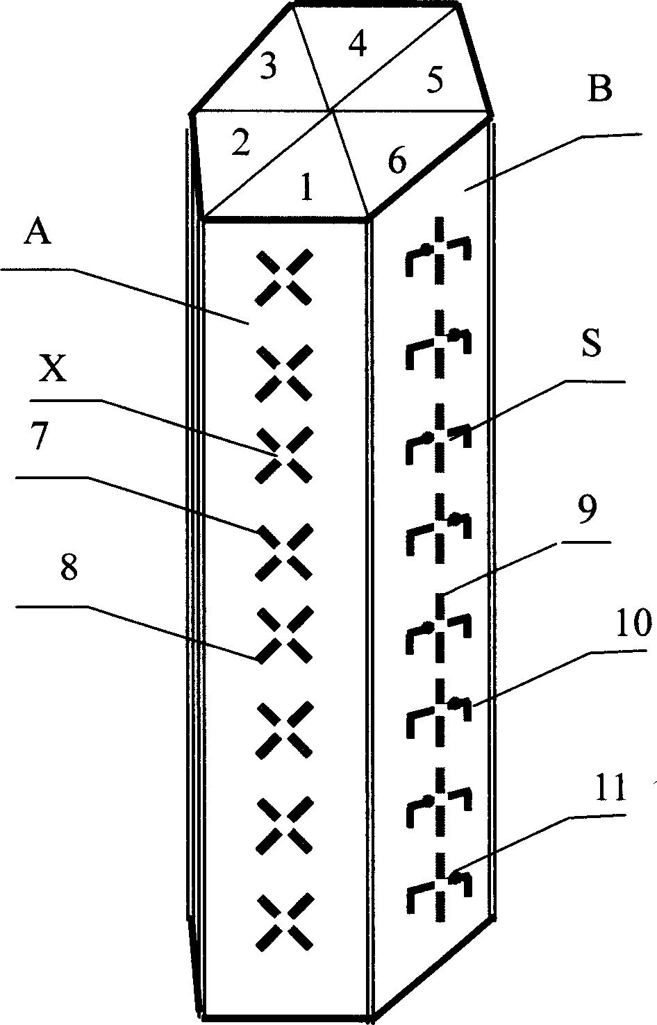 Four-polarization six-sector array omnidirectional antenna