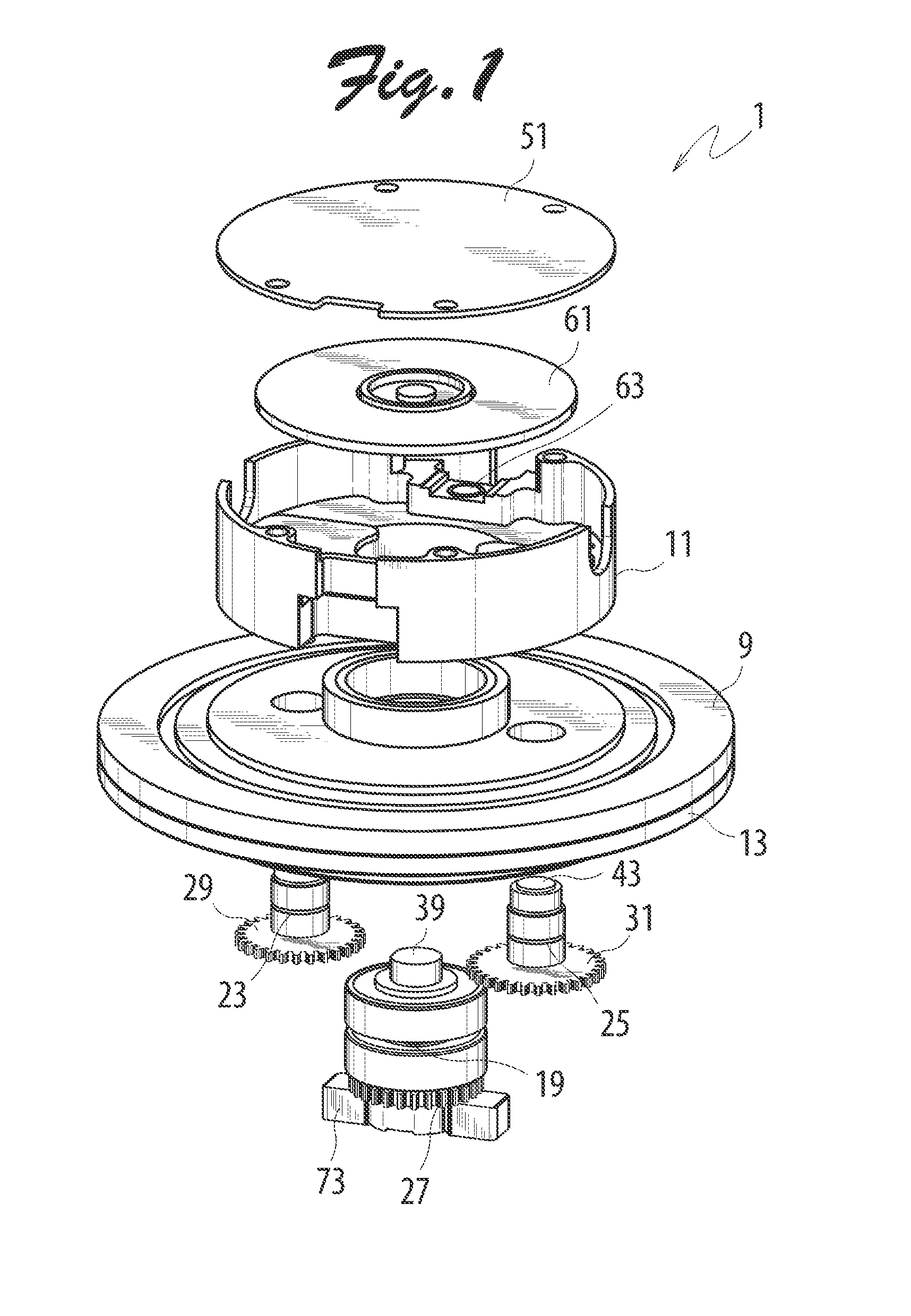 Encoder with gear mechanism and optical encoder device