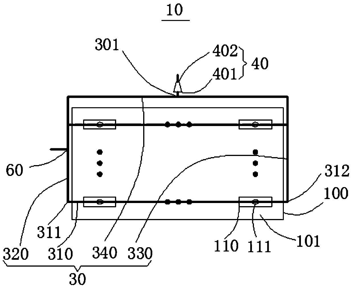 Battery pack flue gas flow channel system and battery pack