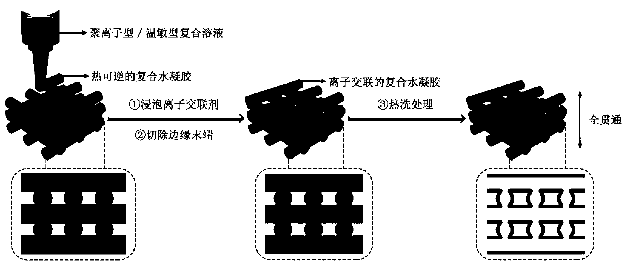 3D printed all-through tubular hydrogel support and preparation method thereof