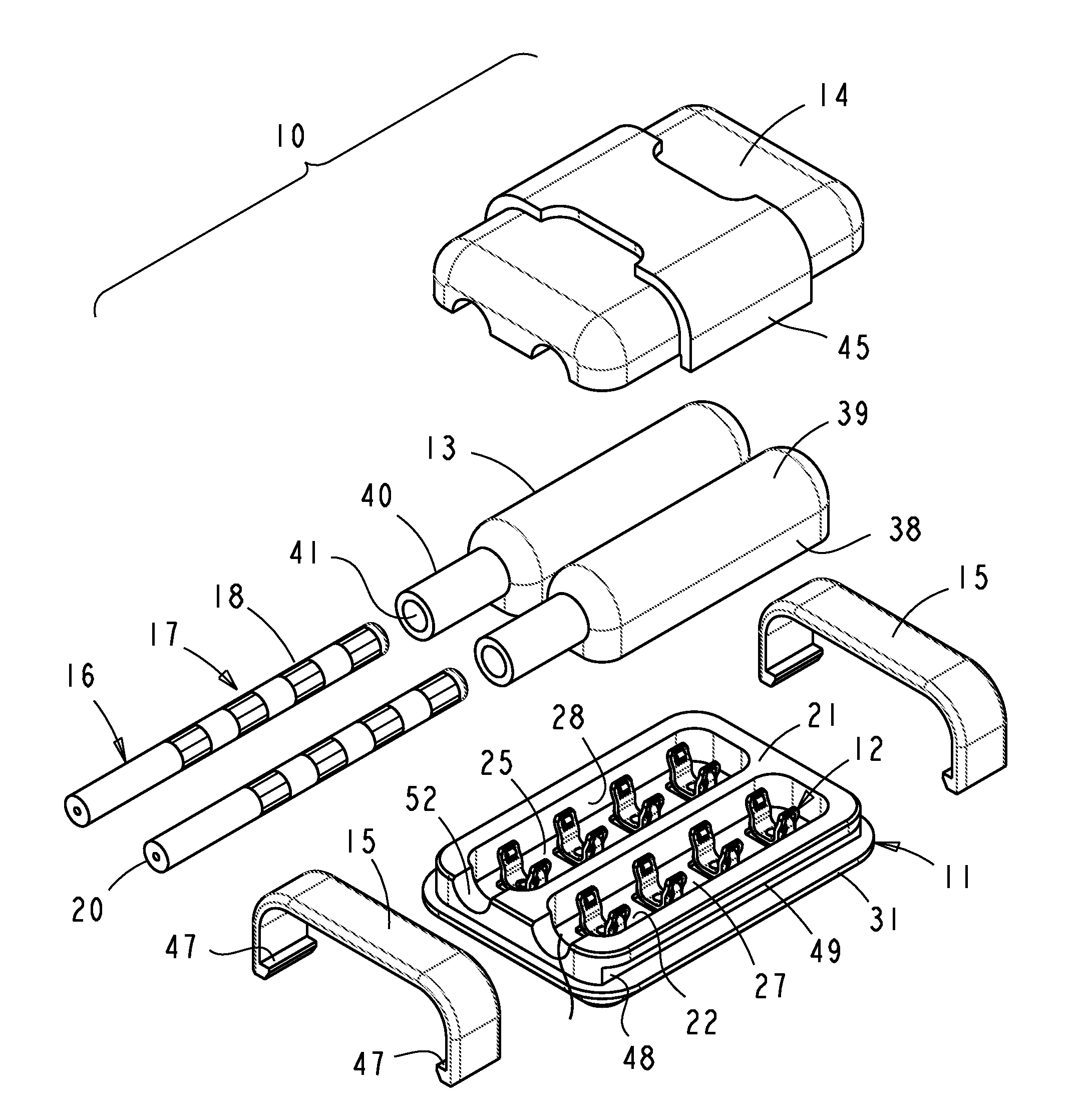 Implantable connector with protected contacts