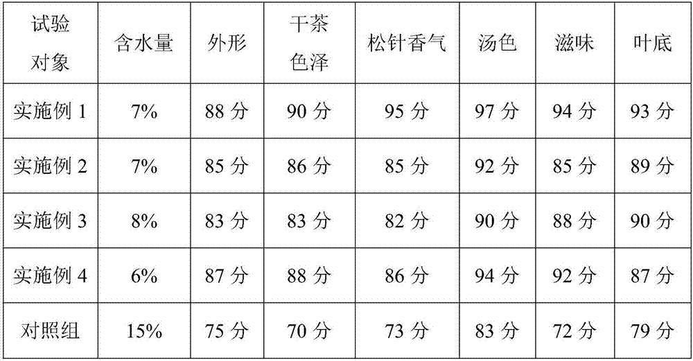 Processing method and formula of pine needle green tea