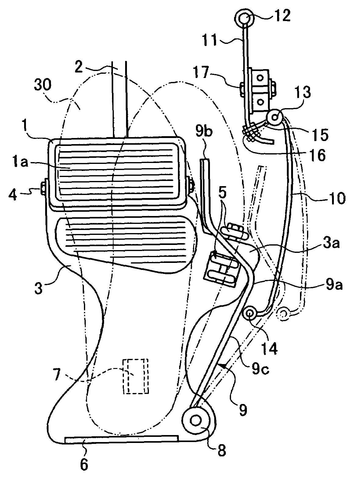 Automobile accelerator and brake pedal device