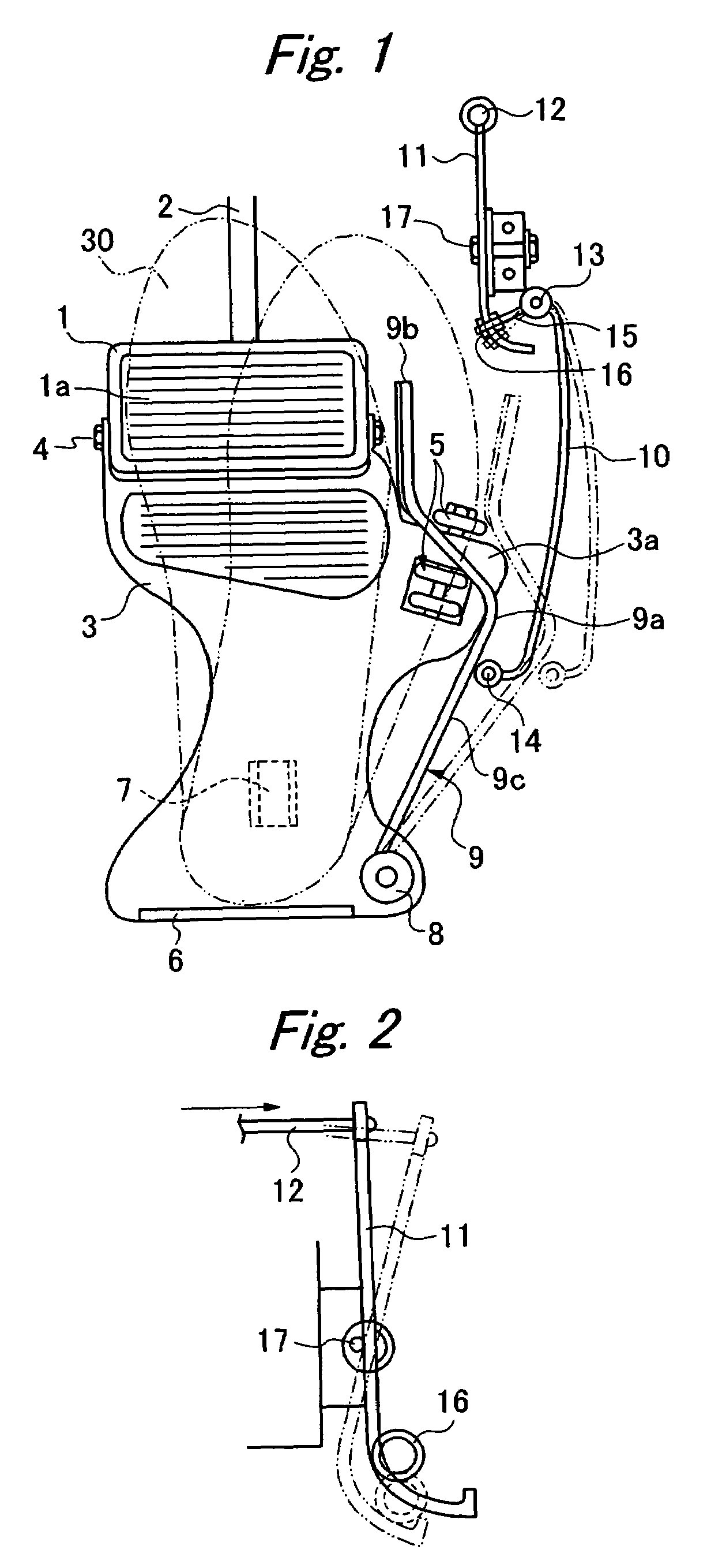 Automobile accelerator and brake pedal device