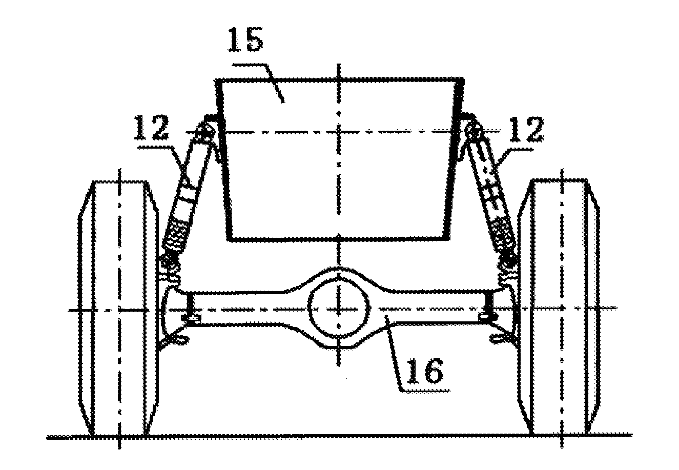 Vehicle body inclination-angle regulating uint, hydropneumatic suspension mechanism and mobile crane