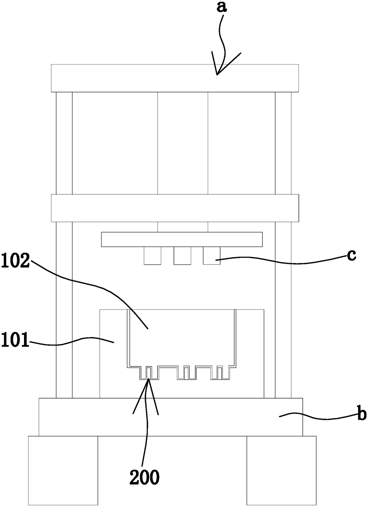 Forging and pressing die for manufacturing brake pads