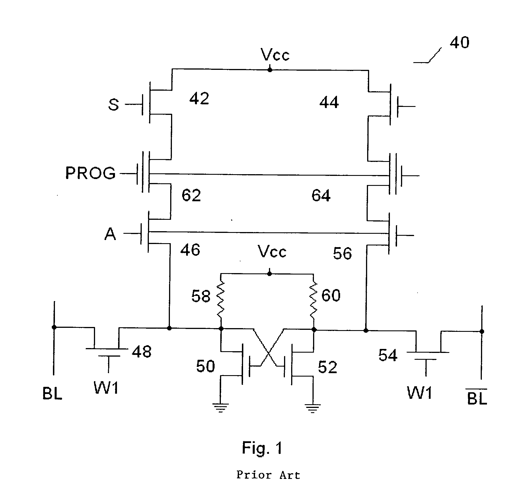 Non-volatile and static random access memory cells sharing the same bitlines