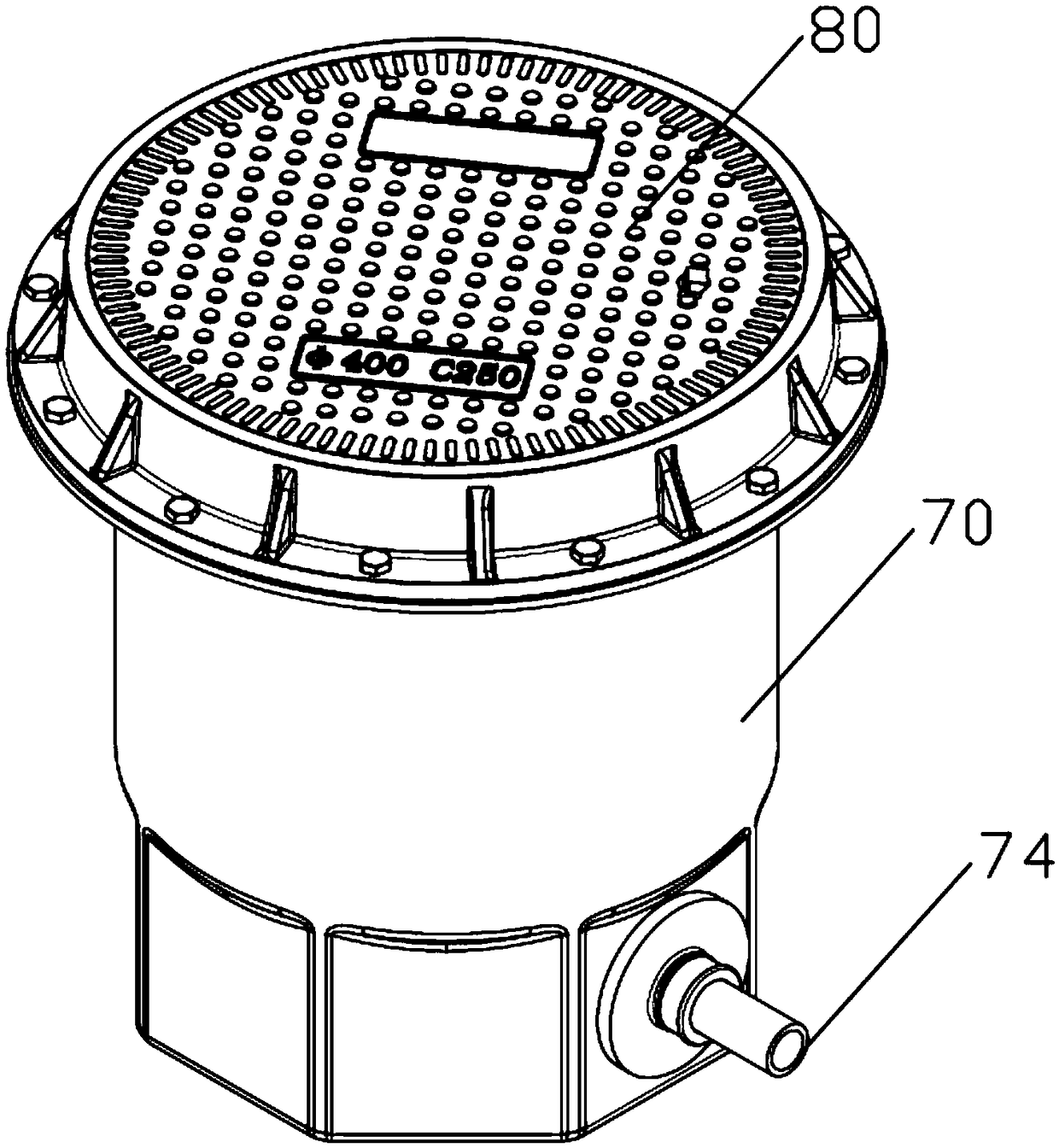 Double-layer oil discharging handhole well