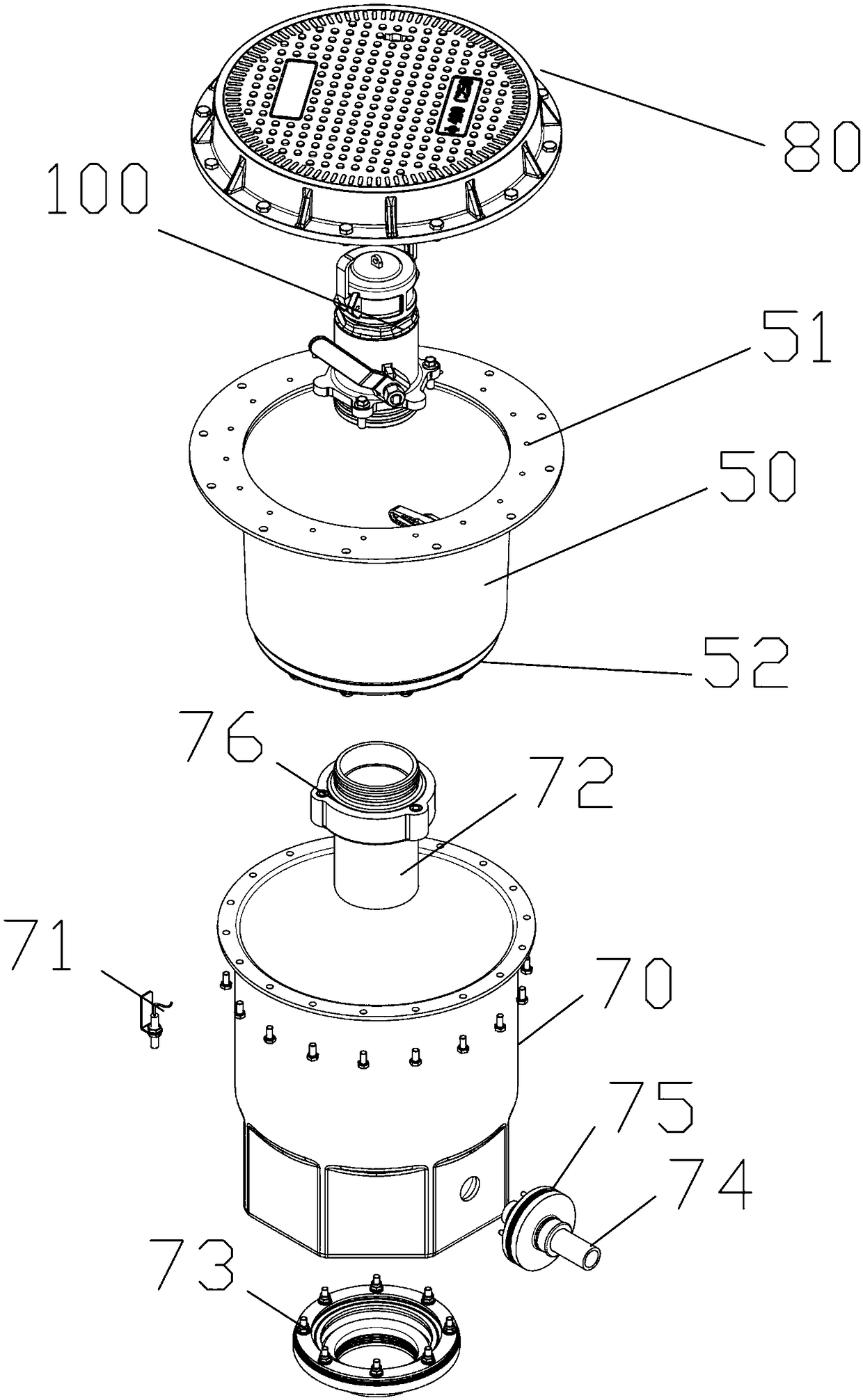 Double-layer oil discharging handhole well