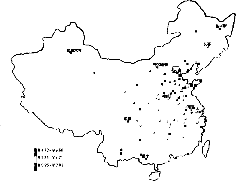 Cartoon analysis method for geographic distribution and time trend of price of commodity