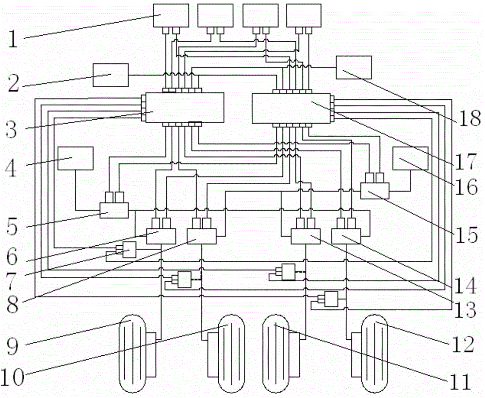 Brake control system of multi-wheel-train brake machine wheel