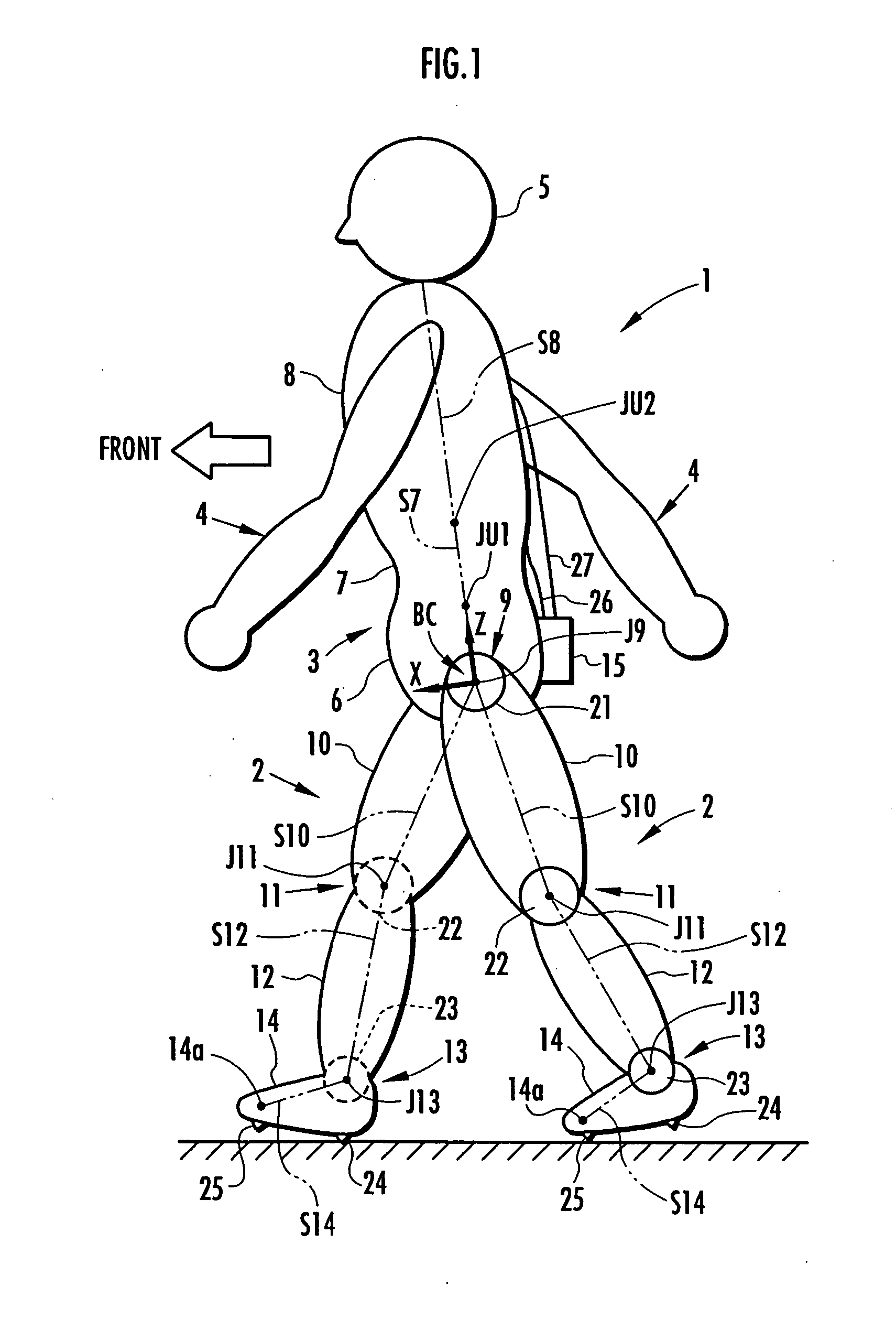 Method of estimating joint moment of bipedal walking body