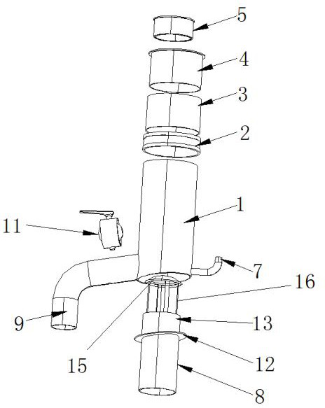 Tubular mixed-flow vertical pipe rainwater and sewage flow divider