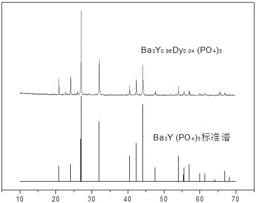 Dysprosium-ion-doped yttrium-barium phosphate fluorescent powder and preparation method thereof