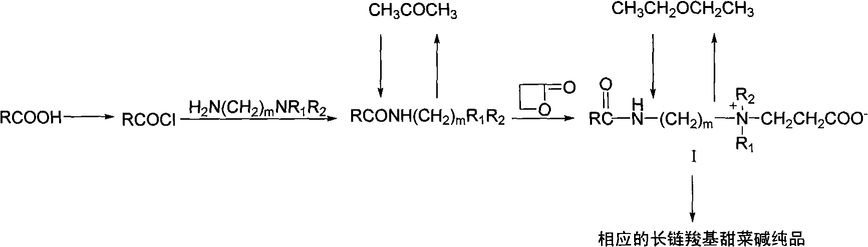 Long-chain carboxyl betaine surfactant and preparation method thereof