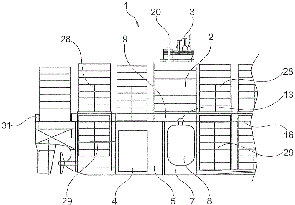 Ship with fuel tank for liquefied gas