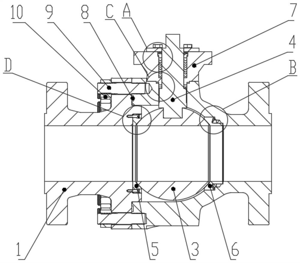 Ball valve sealing structure