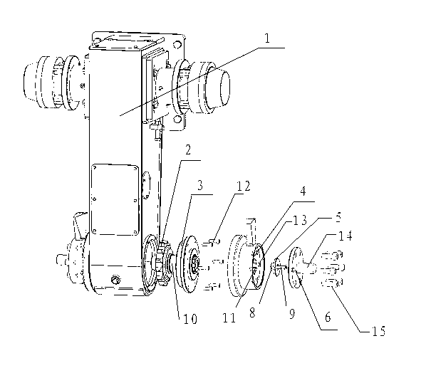 Transmission structure of spiral spreading machine distributor