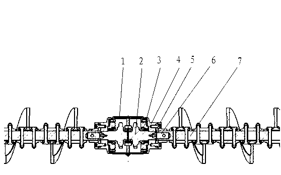 Transmission structure of spiral spreading machine distributor