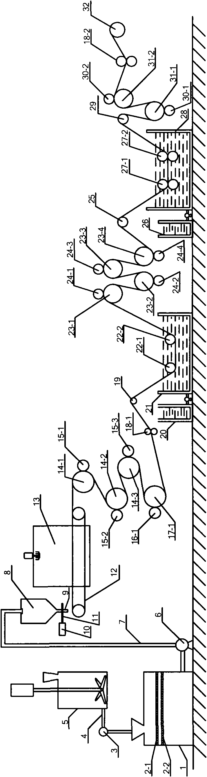 Production device of broad width PVA polarized light film