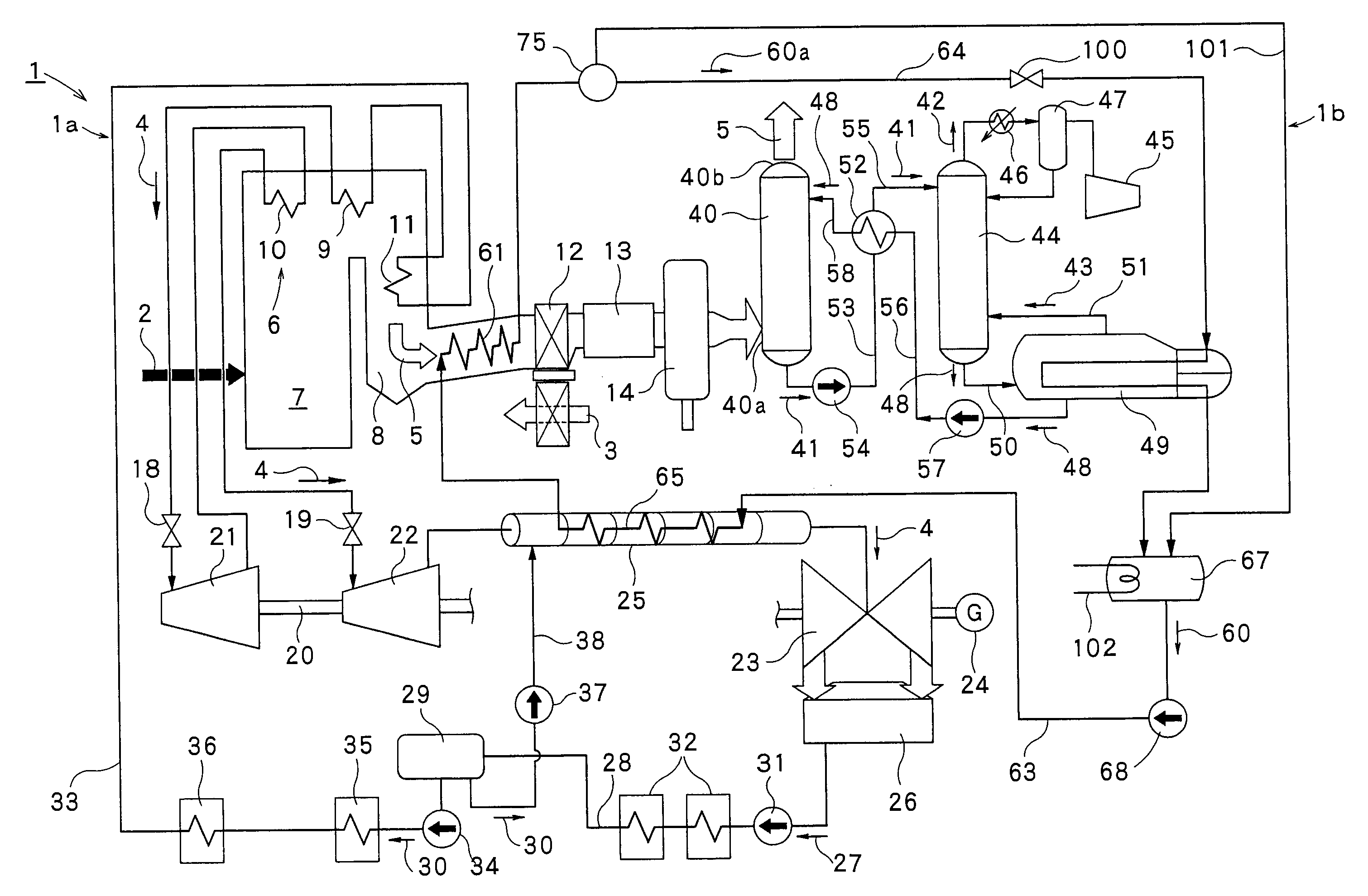 Carbon-dioxide-capture-type steam power generation system